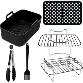 Resim 6 Adet Çift Sepet Hava Fritöz Parçaları Çift Bölge Derin 7.6l-9.5l Izgara ve Pişirme Için (Yurt Dışından) 