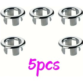 Resim Lumaworld 5 Adet Hollow Ring Lavabo Tahliye Kapağı 22-24mm Boru Deliği Siyah Beyaz Krom 