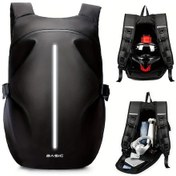 Resim Xuweiwei Dual Omuz Motosiklet Sırt Çantası Black Büyük Kapasiteli Ayarlanabilir Kayışlar Siyah 