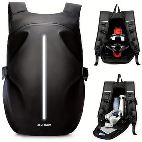 Resim Xuweiwei Dual Omuz Motosiklet Sırt Çantası Black Büyük Kapasiteli Ayarlanabilir Kayışlar Siyah 