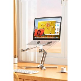 Resim Assess Store 3 Eksenli Yüksekliği Ayarlanan Alüminyum Ergonomik Laptop Standı, Laptop Yükseltici 15.6" 