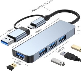 Resim Jouis USB ÇOĞALTICI DÖNÜŞTÜRÜCÜ Adaptör Port Type C USB 3.0 Hub For Mac Book Pro Air Otg USB 3.0 Adapter Type-C Çevirici USB Hub - (KALİTELİ VE HIZLI) (4 in 1 Otg) 