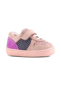 Resim Rakerplus Bob Hakiki Deri Pudra Gri Mor Barefoot Cırtlı Lastikli Bebek Sneaker Ayakkabı Pudra 