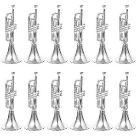 Resim 12 Parça Doğum Süsleri Çocuklar İçin Müzik Trompet Trompet Modeli Plastik Boynuz Noel Ağacı Süsleri - Yongtao 12+ 