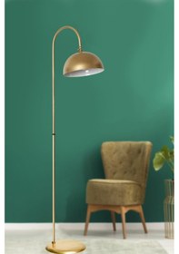 Resim Lambader Eskitme Metal Gövde Modern Tasarım Ayarlanabilir Başlık Yerden Dekoratif Aydınlatma 160 Cm - Gold 