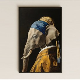 Resim İnci Küpeli Fil Temalı Şeffaf Pleksi Sanat Tablosu 