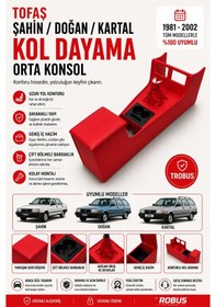 Resim Trobus Tofaş Şahin 1981-2002 Tam Boy Orta Konsol Kol Dayama Bardaklıklı Deri Döşeme Kırmızı 