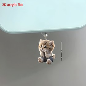 Resim 1 adet 2D Sevimli Kedi Akrilik Cep Telefonu Toz Tıpası - Type-C Konnektör için Uygun, Koruyucu Toz Kapağı Aksesuarı 
