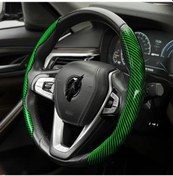 Resim Dashanshop 2 Parça Karbon Fiber Direksiyon Kılıfı Yeşil 14-16 Inç Kaymaz Universal Yeşil 