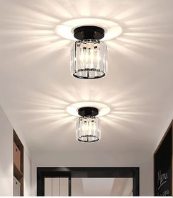 Resim Lüks Kristal Taşlı Modern Plafonyer Tavan Mutfak Oturma Odası Koridor Hol Taşlı Salon Avizesi Siyah Siyah 