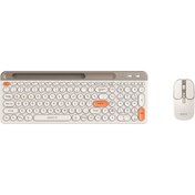 Resim Havit Kb835wb Kablosuz Klavye Ve Mouse Seti | Türkçe Q | Bluetooth 2.4ghz | Sessiz Tuş - Bej 