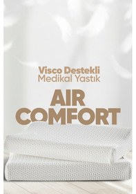 Resim Boyun Destek Yastığı - Boyun Düzleşmesi İçin Visko Yastık Tek Taraflı Lüx Air Comfort Beyaz 