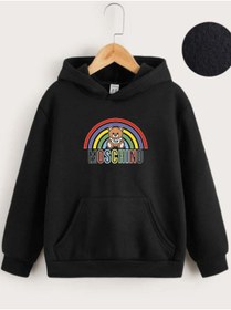 Resim VASK - Kapüşonlu Çocuk Sweatshirt Moschıno Gökkuşağı Baskılı 