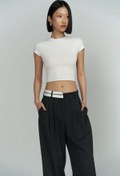 Resim MAİ COLLECTİON Toppin Beyaz Penye Crop 