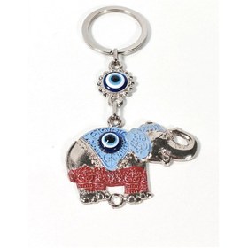Resim Fil Figürlü Nazar Boncuklu Metal Anahtarlık Bereket, Güç Ve Koruyucu Enerji Çok Renkli 