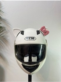 Resim Motor & Motosiklet Pembe Fiyonklu Beyaz Kedi Kulak Kask Dış Aksesuarı Diğer 