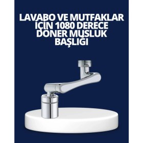 Resim Çerçici Esnek 1080° Musluk Başlığı 3 Eklemli Hareketli Su Modlu Lavabo Aparatı 