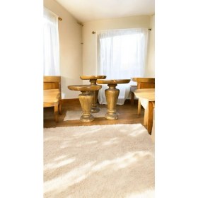 Resim Wood Wooden Ahşap 3lü Set Mantar Yan Sehpa Modern Tütün Renk Fiskos 