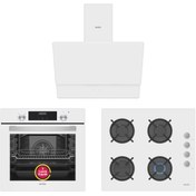 Resim Simfer 9 Fonksiyon QS Dijital Beyaz Ankastre Set (8209 Fırın + 3507 Ocak + 8704 Davlumbaz) 