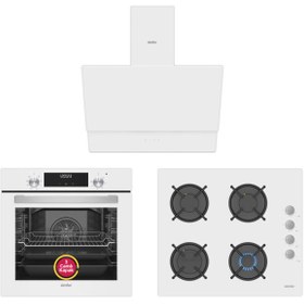 Resim Simfer 9 Fonksiyon QS Dijital Beyaz Ankastre Set (8209 Fırın + 3507 Ocak + 8704 Davlumbaz) 