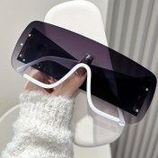 Resim YI YAN Büyük Çerçevesiz Moda Gözlük - Erkek ve Kadınlar için Fütüristik Tek Parça Tasarım, Metal Çerçeve, Dekoratif Detaylı, Günlük Kullanım İçin Şık | Hafif ve Stil Sahibi Gözlükler | Gözlük Bezi Dahil 