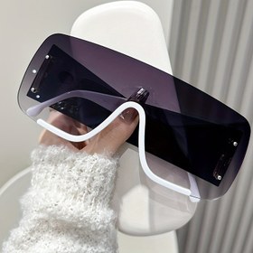 Resim YI YAN Büyük Çerçevesiz Moda Gözlük - Erkek ve Kadınlar için Fütüristik Tek Parça Tasarım, Metal Çerçeve, Dekoratif Detaylı, Günlük Kullanım İçin Şık | Hafif ve Stil Sahibi Gözlükler | Gözlük Bezi Dahil 