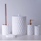Resim By Selim Home Artemis Beyaz Polyester 5 Parça Banyo Seti Beyaz 