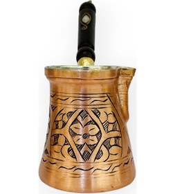 Resim Paşa İşlemeli 3 Kişilik Skoçlu Bakır Cezve 