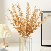 Resim 3 adet/9 adet, Güzel Simülasyon Ukulele Yaprağı Plastik Yeşil Bitki Süsü Vintage Altın Para Yaprağı Ev Pencere Sonbahar Şükran Günü Noel Tatili Dekorasyon Çiçek Aranjmanı - Altın/Buz Rengi Seçenekli 