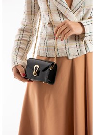 Resim Kadın Rugan Deri Şık Simli Abiye Çanta Siyah 