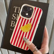 Resim Beşik Desenli Limon Çizgili Beyaz Telefon Kılıfı 
