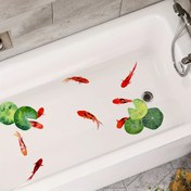 Resim 1 adet Kırmızı Koi Balığı & Lotus Yaprak Kendinden Yapışkanlı Vinil Banyo Decal, Yaratıcı Küvet/Yıkama Lavabosu Dekorasyon Sticker, 29.49x41.99 cm - SUPSTICKER 