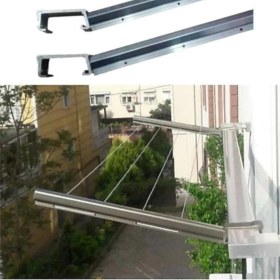 Resim Paslanmaz Alüminyum Kare Balkon Küpeşte, Cam Balkon Askısı, Çamaşır Kurutmalık (6x2,5 Cm) 