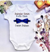 Resim irembaby Unisex Babalar Günü Baskılı %100 Pamuklu Çıtçıtlı Body Zıbın 