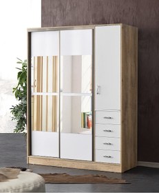 Resim Beenal Samara Sürgülü Kapaklı Şifonyerli Gardırop 160 Cm 