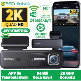 Resim 360 Botslab HK30 Pro 2K QHD WiFi 140° Geniş Açı Gece Görüşlü Akıllı Araç İçi Kamera 