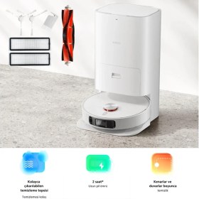 Resim Xioami Kendini Temizleyen İstasyonlu Robot Süpürge, Halıda Mop Kaldırma Akıllı Apple-Android Wi-Fi Kontrol Robot Süpürge+Temizlik Seti 