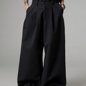 Resim Erkekler için Süper Bol Düz Renk Cepli Pantolonlar - Ultra Geniş Paça Pantolonlar, İlkbahar Günlük Sokak Stili, Erkek Arkadaşa Mükemmel Hediye 