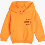 Resim Erkek Bebek Kapşonlu Sweatshirt Kanguru Cepli Baskı Detaylı Uzun Kollu Şardonlu Pamuklu 