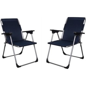 Resim Alin Metal 2''li Katlanır Lüks Kamp Ve Piknik Sandalyesi Lacivert Lacivert 