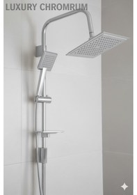 Resim 0590-12 Robot Duş Takımı El Ve Tepe Başlıklı Duş Seti Siyah Beyaz Krom Gold Renkler Krom 