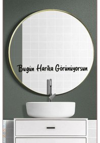 Resim Dekoratif Ayna Sticker Bugün Harika Görünüyorsun Yazısı Motivasyon Cam Sticker Siyah 