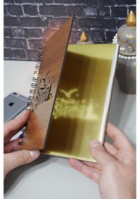 Resim Istanbul Desenli Ahşap Defter - Notebook - Okul Defteri - Çizgisiz Defter Ahşap Rengi Ceviz 