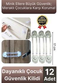 Resim Yeni Ayarlanabilir Dolap Çekmece Kapağı Koruma Aparatı Çocuk Bebek Güvenlik Kilidi 12 Adet 17 Cm Çok Renkli 