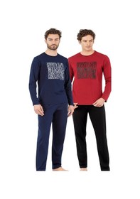 Resim Pierre Cardin Erkek Uzun Kollu Pijama Takımı 6066 Lacivert 
