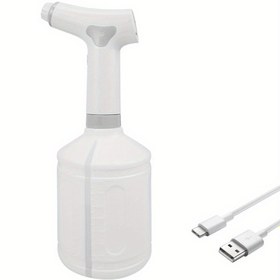 Resim Ayarlanabilir Nozul ile Elektrikli Sulama Kavanozu - USB Şarj Edilebilir Otomatik Sulama Sistemi, İç ve Dış Mekan Bitkileri için, Tek Elliyle Çalıştırma, Dayanıklı Plastik, Beyaz ve Yeşil, Bitki Sulama | Otomatik Sulama | USB Şarj Edilebilir Şişe 