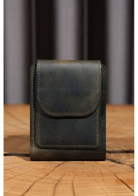 Resim Lenax Leather Mono Hakiki Deri Erkek Cüzdan Gerçek Deri Kartlık Ve Bozuk Para Bölmeli Haki 