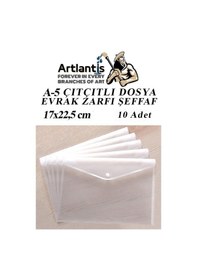 Resim A5 Çıtçıtlı Dosya Şeffaf 10 Adet A-5 Çıtçıtlı Zarf Dosya Transparan 17x22.5 Cm Küçük Boy Çıtçıtlı Dosya 