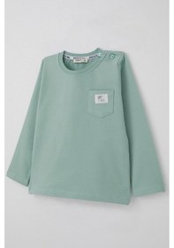 Resim Breeze Erkek Bebek Uzun Kollu Tişört Cool Yazı Armalı Cepli 9 Ay-3 Yaş, Mint Yeşili Mint Yeşili 