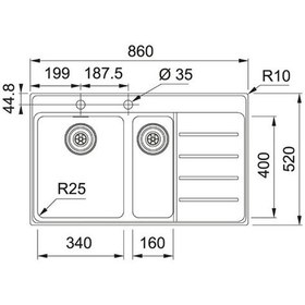 Resim Franke Myx 251-86 Tpl Sağ Damlalikli Mythos Ino x Eviye 